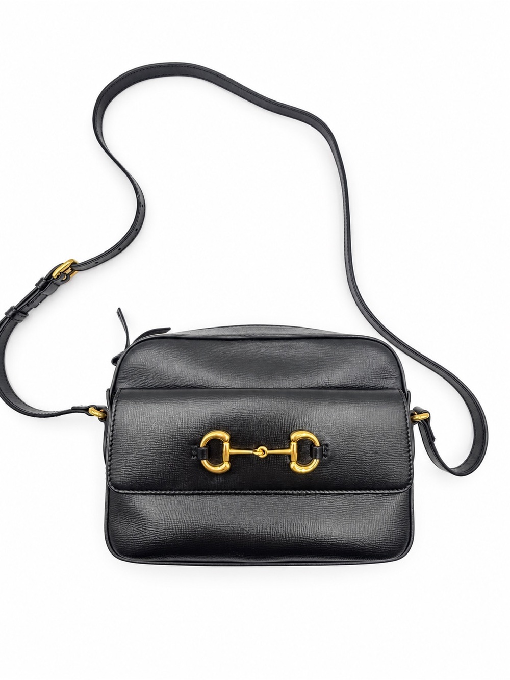 Gucci Black Leather Crossbody Horsebit Bag